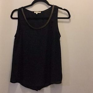 Chocolate USA black tank top w gold necklace line